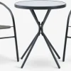 Conjuntos Mesa Y Sillas De Jardín>JYSK RADSTRUP + GRENAAMesa RADSTRUP Ø60 negro + 2 sillas GRENAA gris