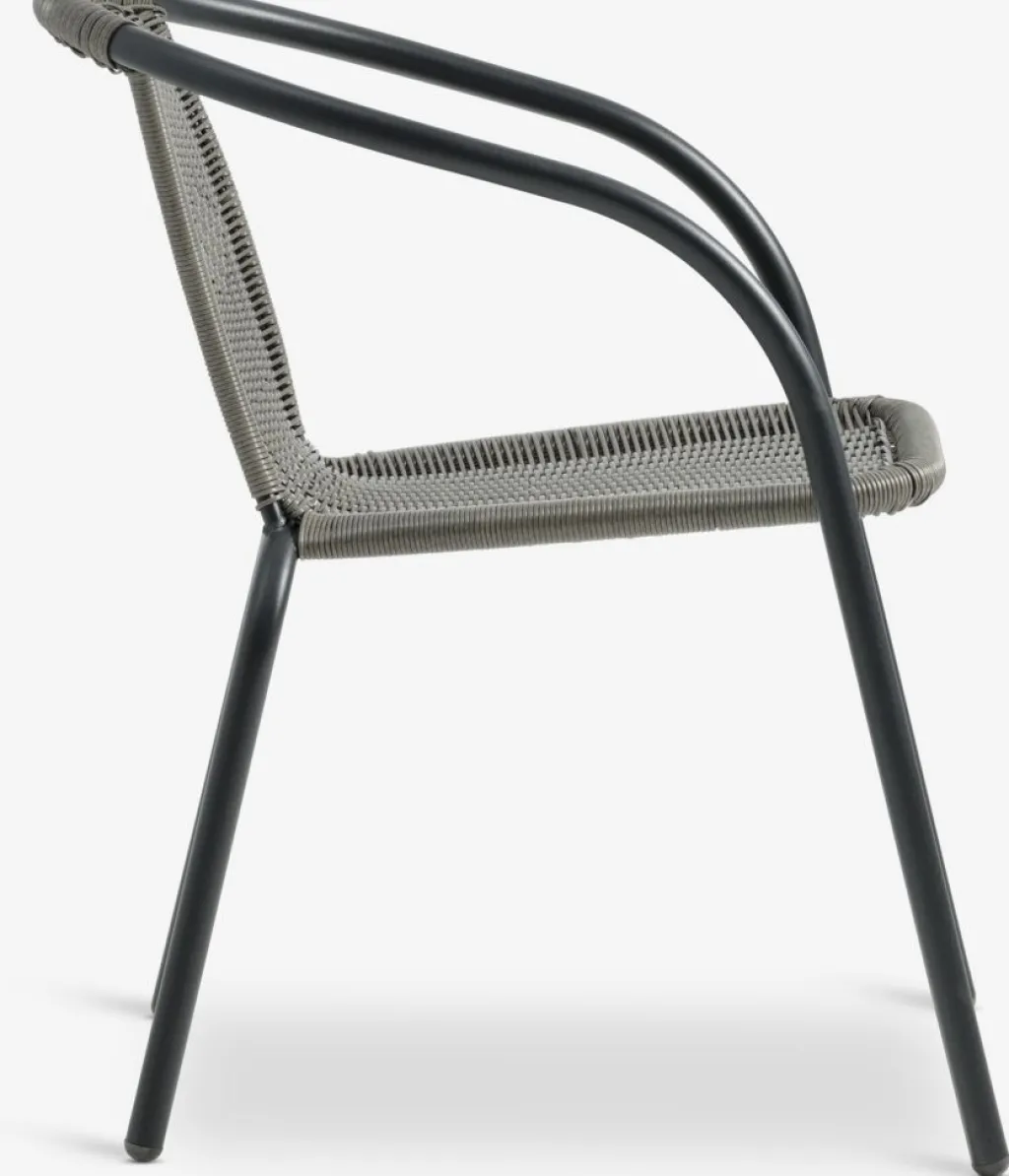 Conjuntos Mesa Y Sillas De Jardín>JYSK RADSTRUP + GRENAAMesa RADSTRUP Ø60 negro + 2 sillas GRENAA gris