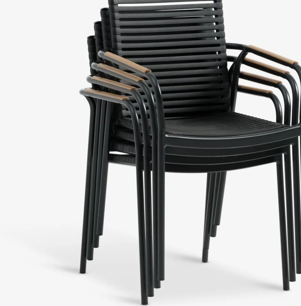 Conjuntos Mesa Y Sillas De Jardín>JUTLANDIA RANGSTRUP + NABEMesa RANGSTRUP Ø110 natural/negro + 4 sillas NABE negro