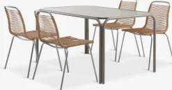 Conjuntos Mesa Y Sillas De Jardín>JYSK RAUMA + MIDDAGSBERGETMesa RAUMA L140 arena + 4 sillas MIDDAGSBERGET