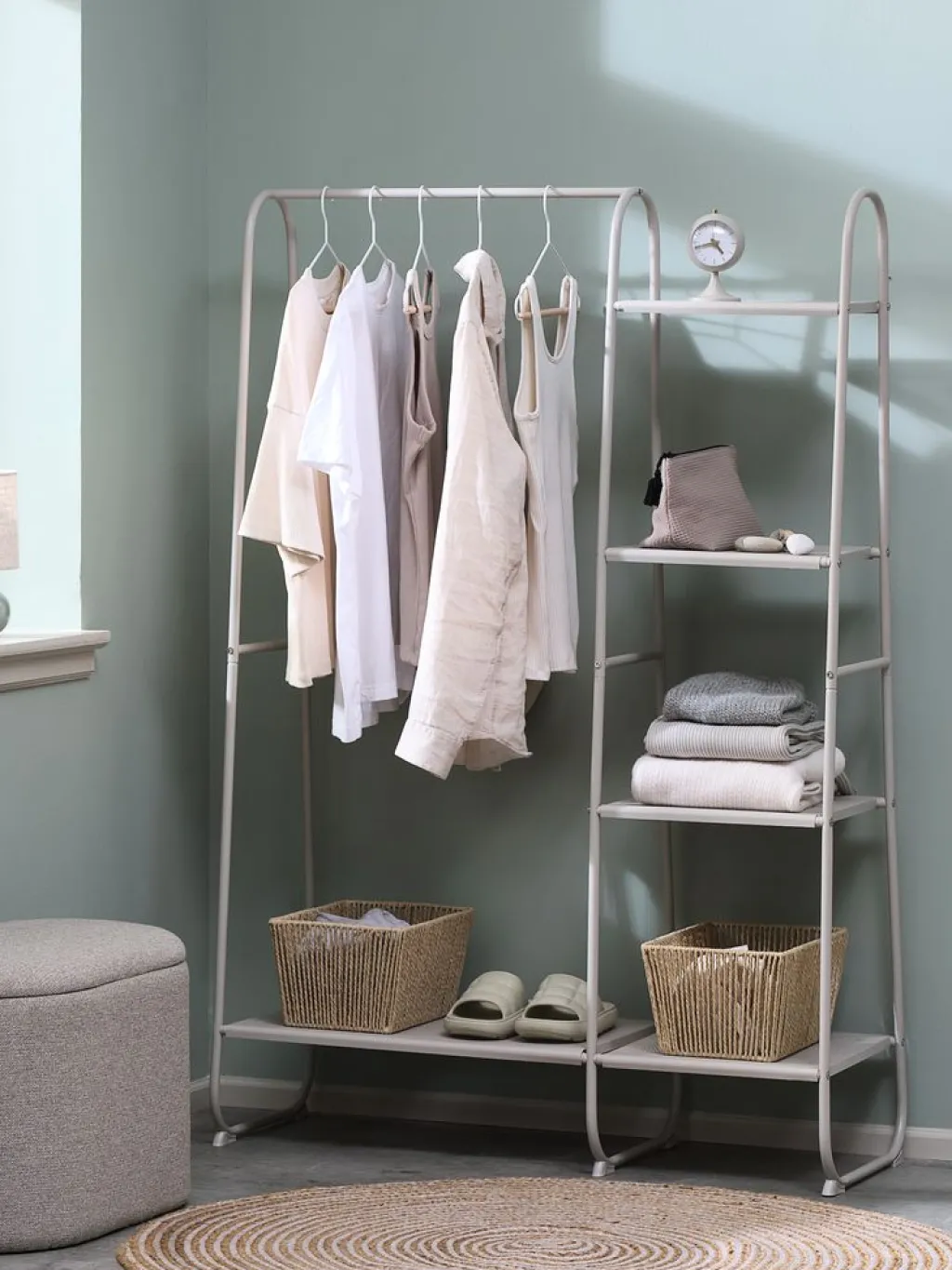 Percheros Con Zapatero|Percheros Con Zapatero>JYSK RAVNKILDEMueble recibidor RAVNKILDE 4 estantes arena claro