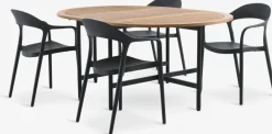 Conjuntos Mesa Y Sillas De Jardín>JYSK RENA + NANNESTADMesa RENA L54/175 madera dura + 4 sillas NANNESTAD