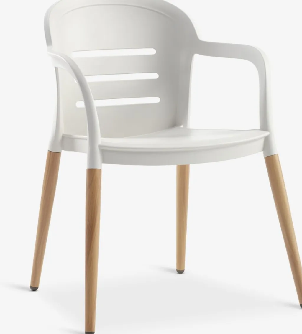 Conjuntos Mesa Y Sillas De Jardín>JYSK RENA + NYLENDIAMesa RENA L54/175 madera dura + 4 sillas NYLENDIA beis