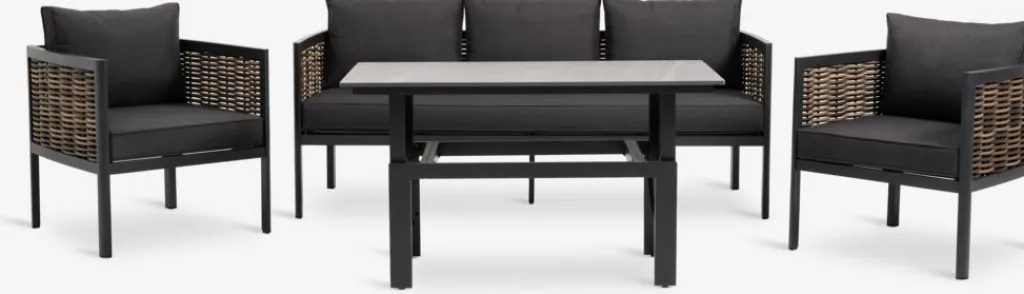 Conjuntos Mesa Y Sillas De Jardín|Muebles De Jardín>JUTLANDIA SALTENConjunto muebles jardín SALTEN 5 plazas secado rápido negro