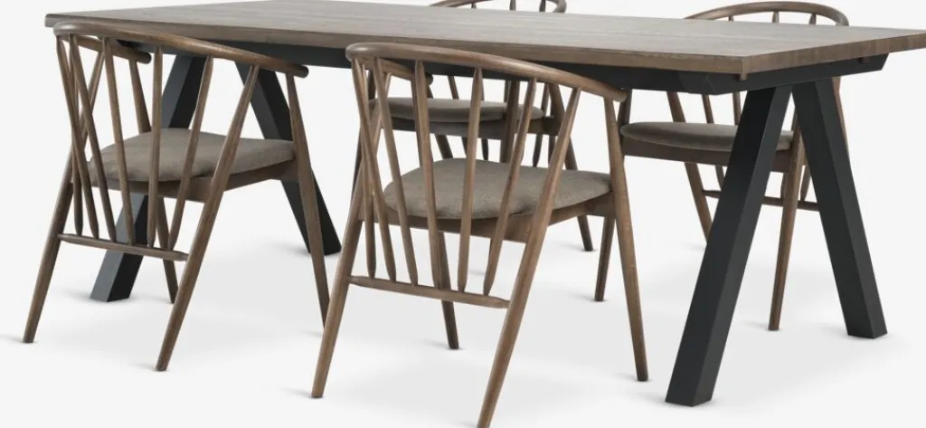 Mesas De Comedor|Conjuntos De Comedor>JYSK SANDBY + LYKSBORGMesa SANDBY L210 roble oscuro + 4 LYKSBORG roble oscuro