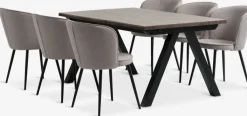 Mesas De Comedor|Conjuntos De Comedor>JYSK SANDBY + RISSKOVMesa SANDBY L160 roble oscuro + 4 RISSKOV gris claro Roble oscuro+Negro