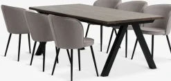 Mesas De Comedor|Conjuntos De Comedor>JYSK SANDBY + RISSKOVMesa SANDBY L210 roble oscuro + 4 sillas RISSKOV gris claro Roble oscuro+Negro