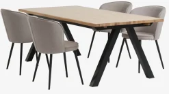 Mesas De Comedor|Conjuntos De Comedor>JYSK SANDBY + RISSKOVMesa SANDBY L210 roble natural + 4 sillas RISSKOV gris claro Roble natural+Negro