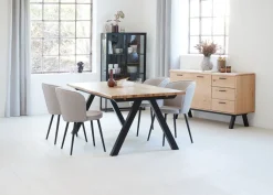 Mesas De Comedor|Conjuntos De Comedor>JYSK SANDBY + RISSKOVMesa SANDBY L210 roble natural + 4 sillas RISSKOV gris claro Roble natural+Negro