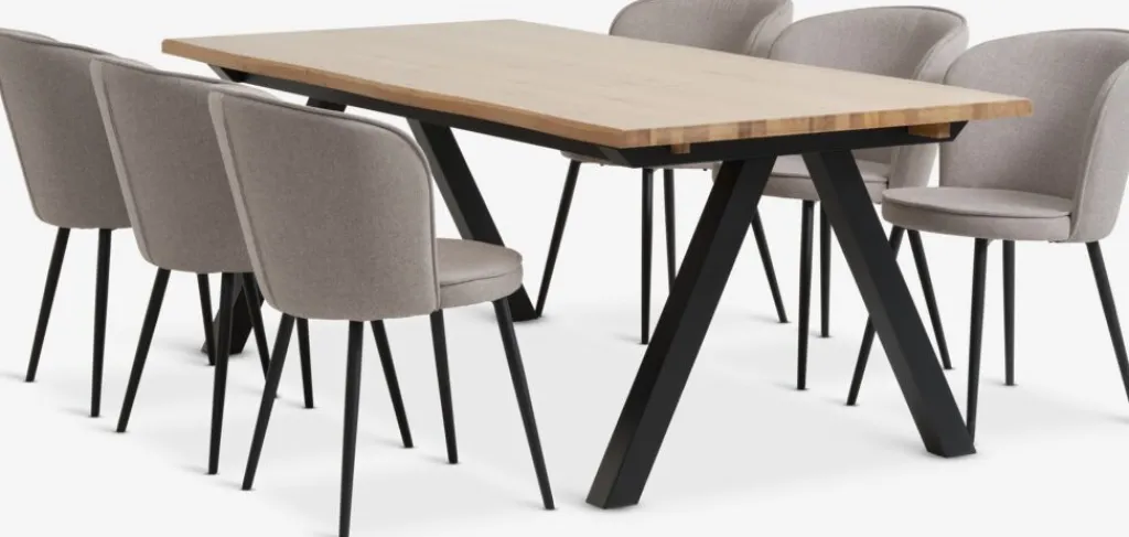 Mesas De Comedor|Conjuntos De Comedor>JYSK SANDBY + RISSKOVMesa SANDBY L210 roble natural + 4 sillas RISSKOV gris claro Roble natural+Negro