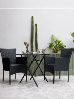 Conjuntos Mesa Y Sillas De Jardín>JYSK SANDVIKA + AIDTMesa SANDVIKA L65 + 2 sillas AIDT negro