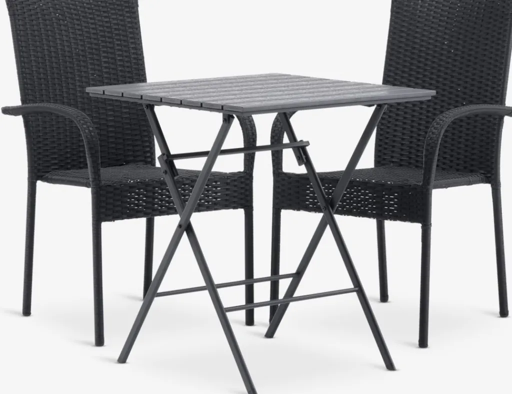 Conjuntos Mesa Y Sillas De Jardín>JYSK SANDVIKA + GUDHJEMMesa SANDVIKA L65 + 2 sillas GUDHJEM negro
