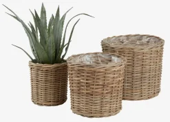Maceteros>JYSK SANSEBIECesto de jardín SANSEBIE Ø40/33/25 kubu natural 3 unidades