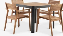 Conjuntos Mesa Y Sillas De Jardín>JUTLANDIA SIRDAL + HAMRAMesa SIRDAL L91 + 4 sillas HAMRA madera dura