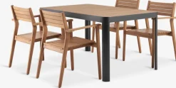 Conjuntos Mesa Y Sillas De Jardín>JUTLANDIA SIRDAL + HAMRAMesa SIRDAL L149 + 4 sillas HAMRA madera dura