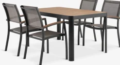 Conjuntos Mesa Y Sillas De Jardín>JUTLANDIA SIRDAL + SIRDALMesa SIRDAL L149 madera dura + 4 sillas SIRDAL gris