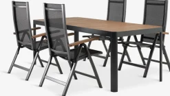 Conjuntos Mesa Y Sillas De Jardín>JUTLANDIA SIRDAL + SIRDALMesa SIRDAL L211 madera dura + 4 sillas SIRDAL gris