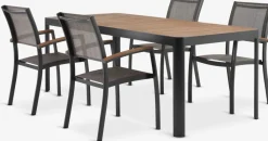 Conjuntos Mesa Y Sillas De Jardín>JUTLANDIA SIRDAL + SIRDALMesa SIRDAL L211 madera dura + 4 sillas SIRDAL gris