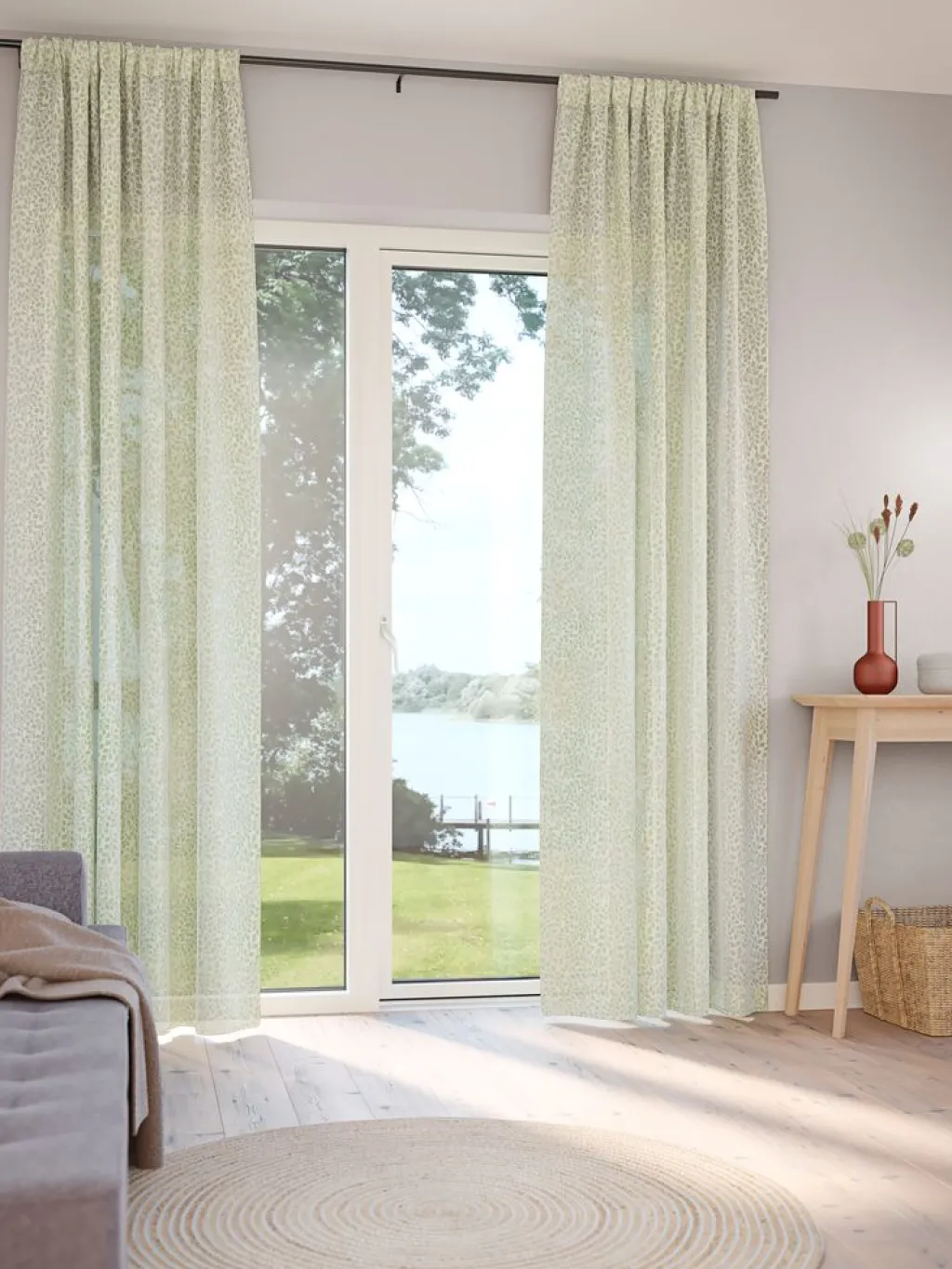 Cortinas Traslúcidas>JYSK SKASENCortina SKASEN 1x140x300 hojas verde empolvado