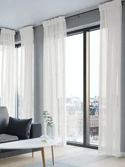Cortinas Traslúcidas>JYSK SKORPACortina SKORPA 1x140x300 rayas blanco