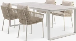 Conjuntos Mesa Y Sillas De Jardín>JUTLANDIA SONNERUP + GILJAMesa SONNERUP L215 + 4 sillas GILJA beis