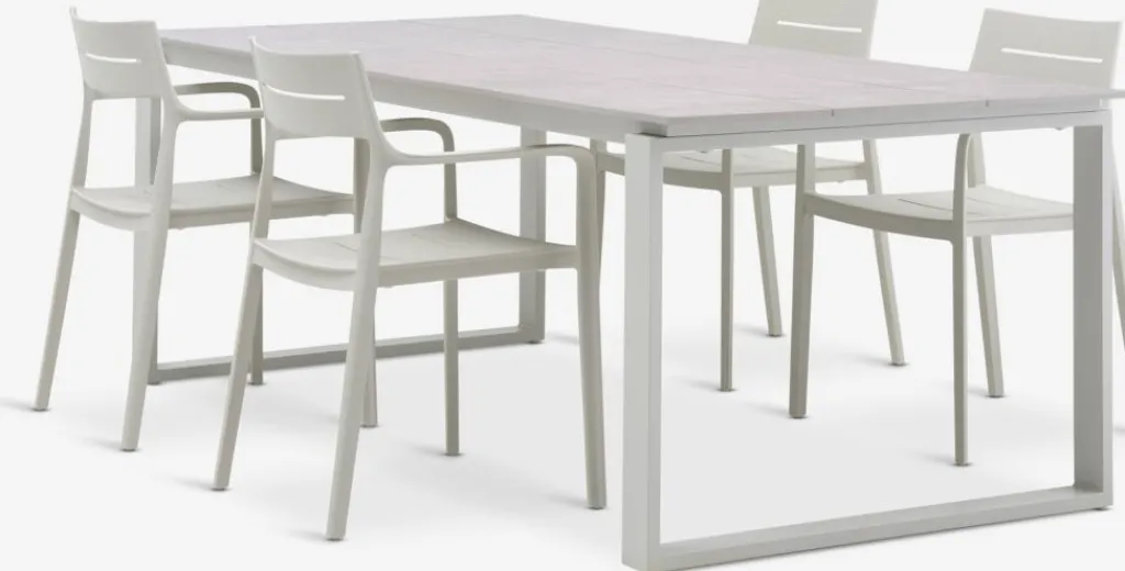 Conjuntos Mesa Y Sillas De Jardín>JYSK SONNERUP + INGSTRUPMesa SONNERUP L215 + 4 sillas INGSTRUP beis Beige
