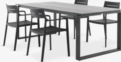 Conjuntos Mesa Y Sillas De Jardín>JYSK SONNERUP + INGSTRUPMesa SONNERUP L215 gris + 4 sillas INGSTRUP negro Negro, Gris