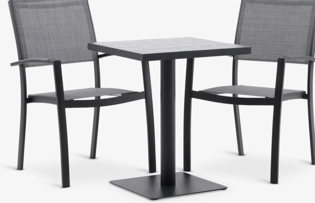 Conjuntos Mesa Y Sillas De Jardín>JYSK STENUNGSUND + STRANDBYMesa STENUNGSUND L60 + 2 sillas STRANDBY gris