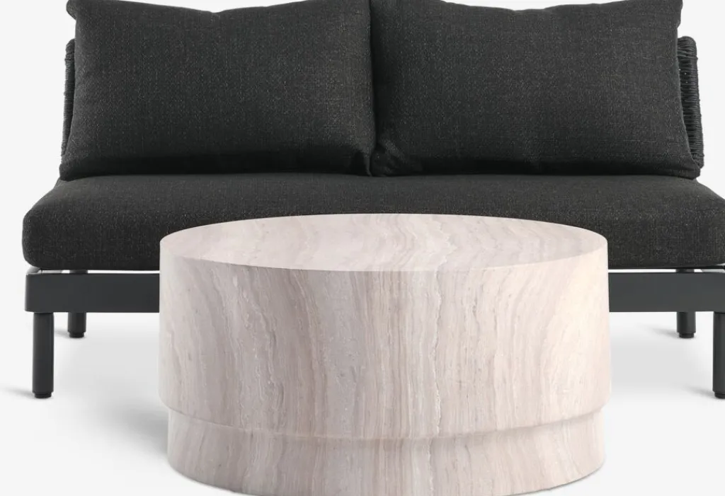 Conjuntos Mesa Y Sillas De Jardín|Muebles De Jardín>JYSK STORLIEN + VOSSConjunto jardín STORLIEN travertino + VOSS 2 plazas negro