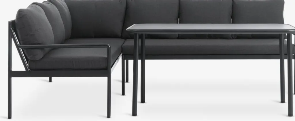Conjuntos Mesa Y Sillas De Jardín|Muebles De Jardín>JYSK STROEMSTADConjunto muebles jardín STROEMSTAD 6 plazas negro