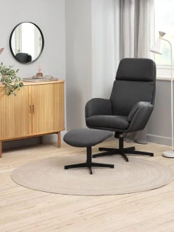 Sillones>JYSK TANKEDALSillón reclinable con reposapiés TANKEDAL tela Gris oscuro