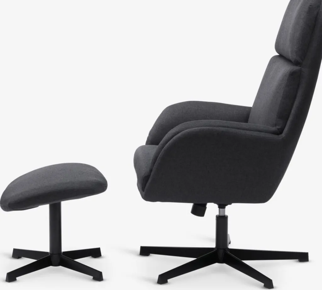 Sillones>JYSK TANKEDALSillón reclinable con reposapiés TANKEDAL tela Gris oscuro