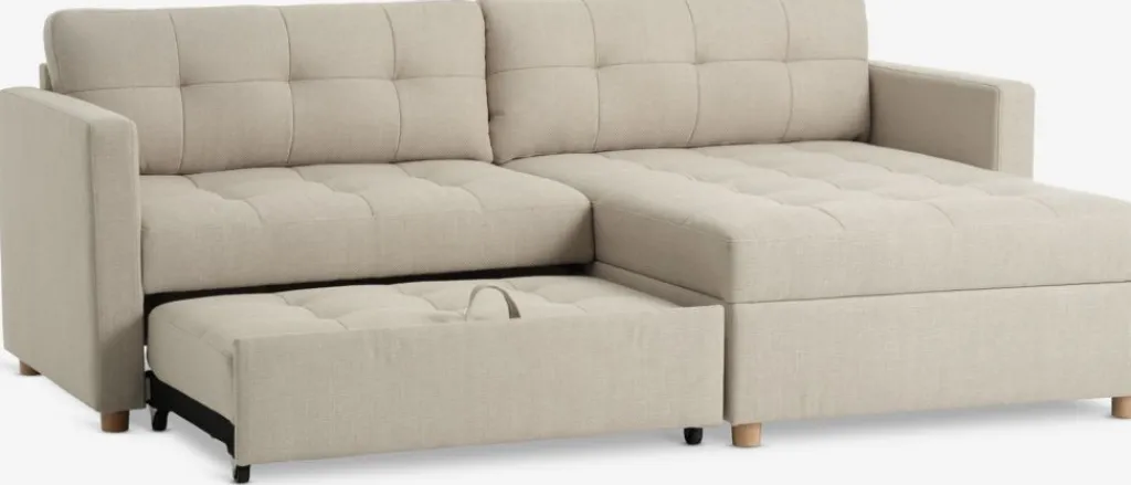 Sofás Cama|Sofás Cama>JYSK TEGLHUSESofá cama con chaise longue TEGLHUSE tela beis