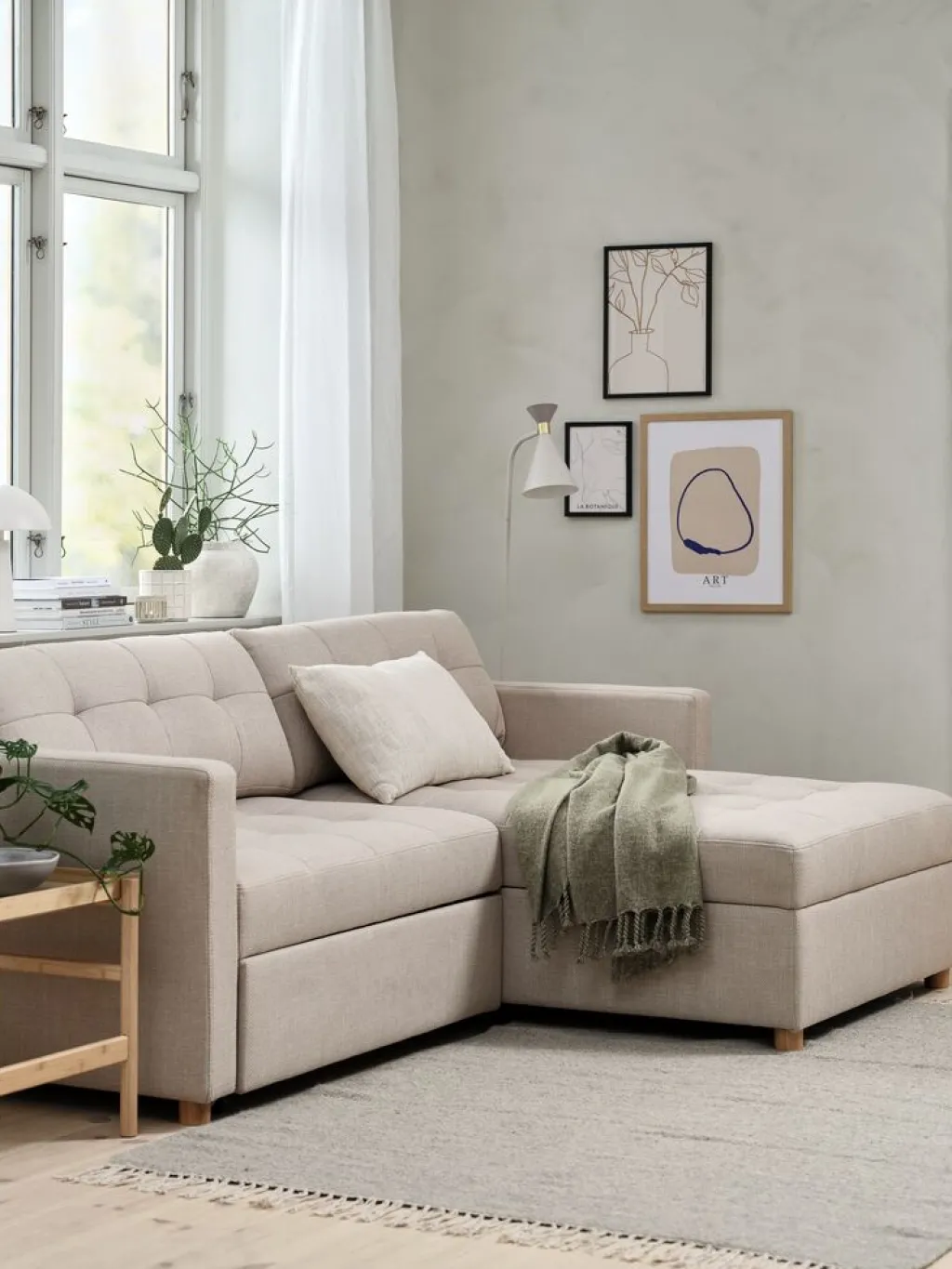 Sofás Cama|Sofás Cama>JYSK TEGLHUSESofá cama con chaise longue TEGLHUSE tela beis