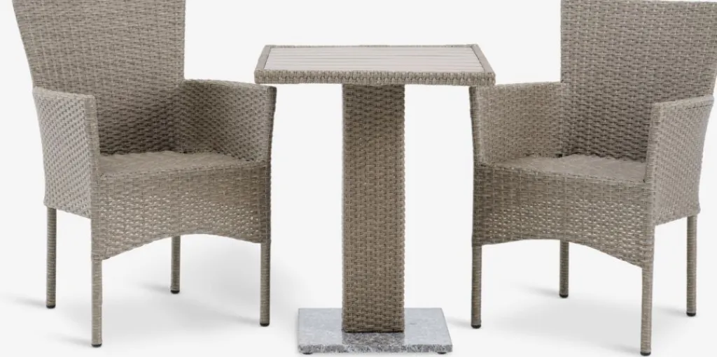 Conjuntos Mesa Y Sillas De Jardín>JYSK THY + AIDTMesa THY L60 + 2 sillas AIDT natural