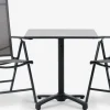 Conjuntos Mesa Y Sillas De Jardín>JYSK TIPMOSE + MELLBYMesa TIPMOSE L70 gris + 2 sillas MELLBY negro