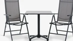 Conjuntos Mesa Y Sillas De Jardín>JYSK TIPMOSE + MELLBYMesa TIPMOSE L70 gris + 2 sillas MELLBY negro