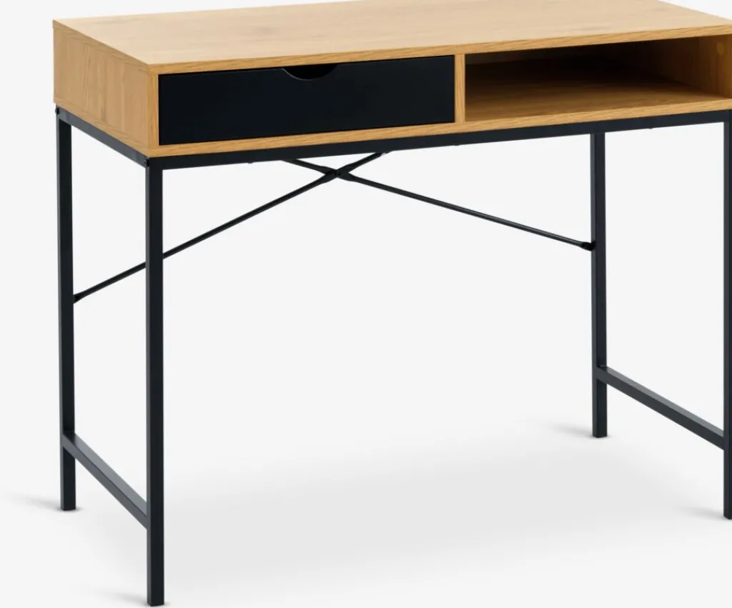 Escritorios|Escritorios Elevables>JYSK TRAPPEDALEscritorio TRAPPEDAL 48x95 1 cajón color roble cálido/negro Roble cálido+Negro
