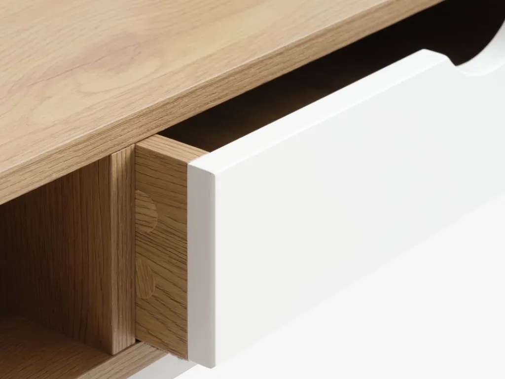 Escritorios|Escritorios Elevables>JYSK TRAPPEDALEscritorio TRAPPEDAL 48x95 1 cajón color roble cálido/blanco Roble cálido+Blanco