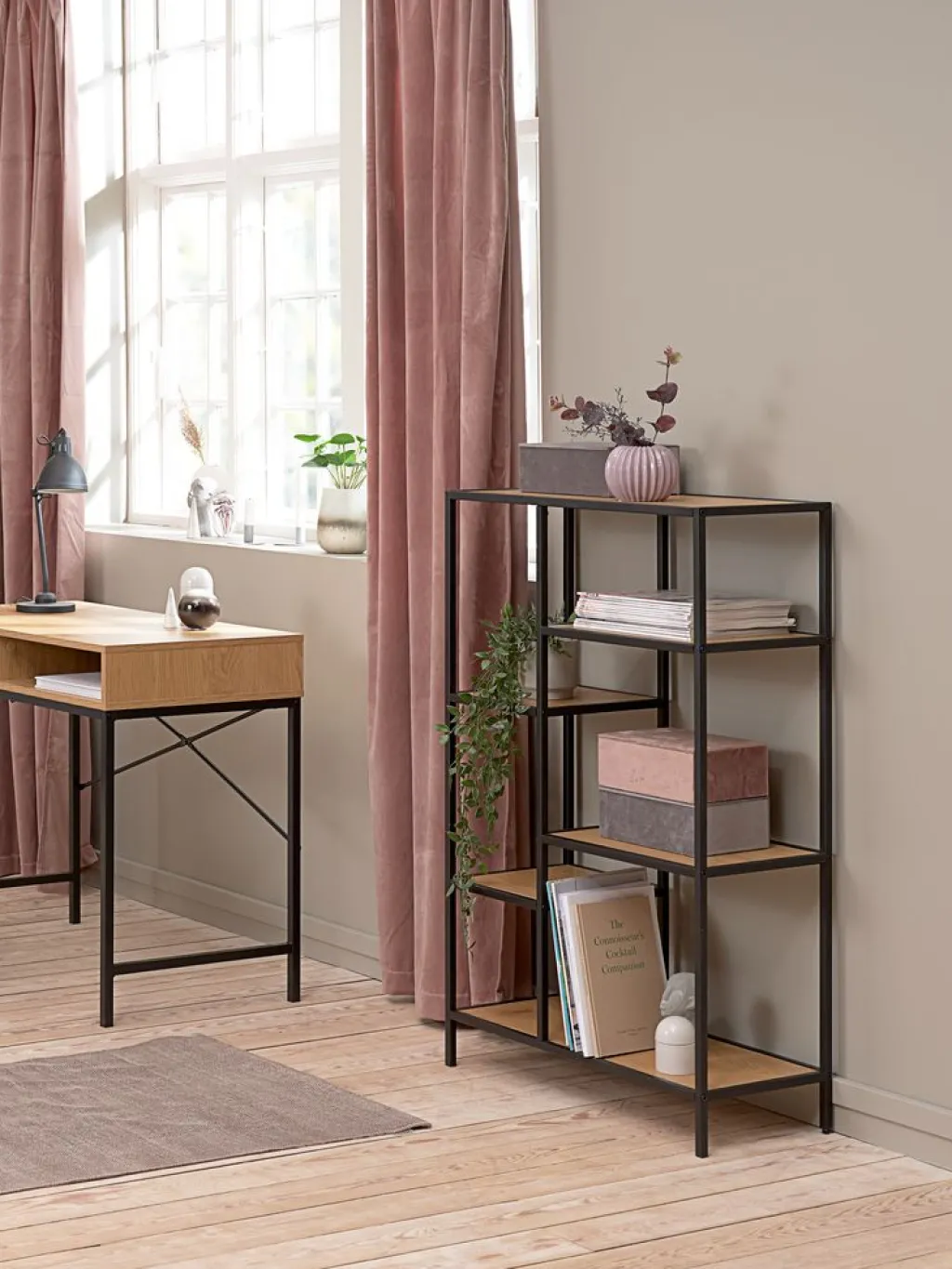 Estanterias Y Librerías|Estanterias Y Librerías>JYSK TRAPPEDALEstantería TRAPPEDAL 5 estantes color roble cálido/negro
