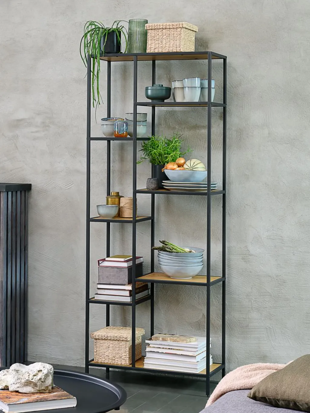 Estanterias Y Librerías|Estanterias Y Librerías>JYSK TRAPPEDALEstantería TRAPPEDAL 7 estantes color roble cálido/negro
