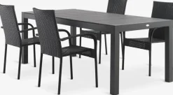 Conjuntos Mesa Y Sillas De Jardín>JYSK TYDAL + GUDHJEMMesa TYDAL L208/272 + 4 sillas GUDHJEM negro