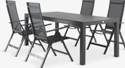 Conjuntos Mesa Y Sillas De Jardín>JUTLANDIA TYDAL + LOMMAMesa TYDAL L208/272 + 4 sillas LOMMA negro