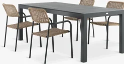 Conjuntos Mesa Y Sillas De Jardín>JYSK TYDAL + ORKANGERMesa TYDAL L208/272 negro + 4 sillas ORKANGER natural