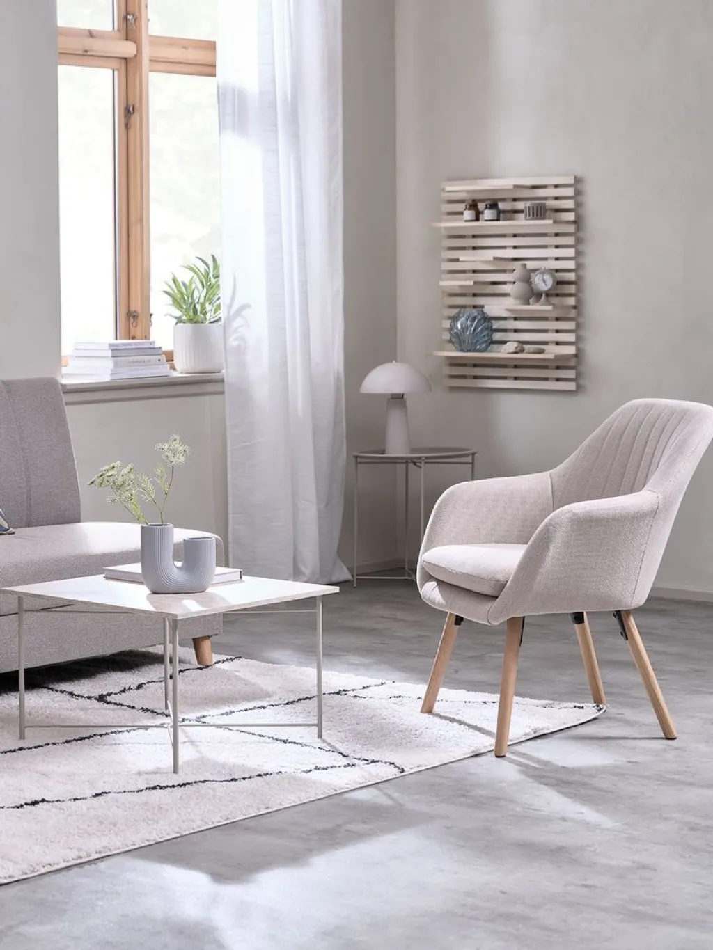 Sillones>JYSK UDSBJERGSillón UDSBJERG tela beis/roble Beige