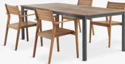 Conjuntos Mesa Y Sillas De Jardín>JUTLANDIA ULBJERG + HAMRAMesa ULBJERG L214/297 + 4 sillas HAMRA madera dura