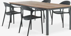 Conjuntos Mesa Y Sillas De Jardín>JYSK ULBJERG + NANNESTADMesa ULBJERG L214/297 madera dura + 4 sillas NANNESTAD