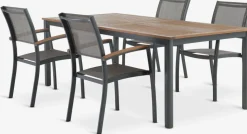 Conjuntos Mesa Y Sillas De Jardín>JUTLANDIA ULBJERG + SIRDALMesa ULBJERG L214/297 madera dura + 4 sillas SIRDAL gris