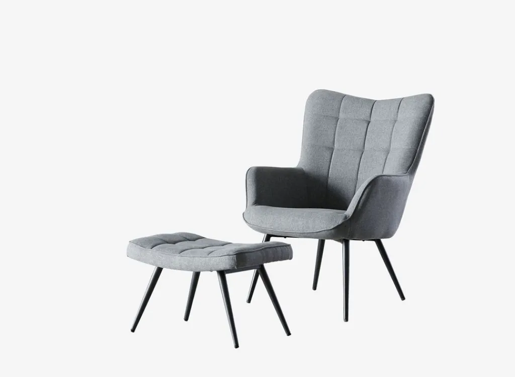 Sillones>JYSK ULDUMReposapiés ULDUM tela gris/negro