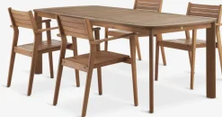 Conjuntos Mesa Y Sillas De Jardín>JYSK UVDAL + HAMRAMesa UVDAL L223 + 4 sillas HAMRA madera dura